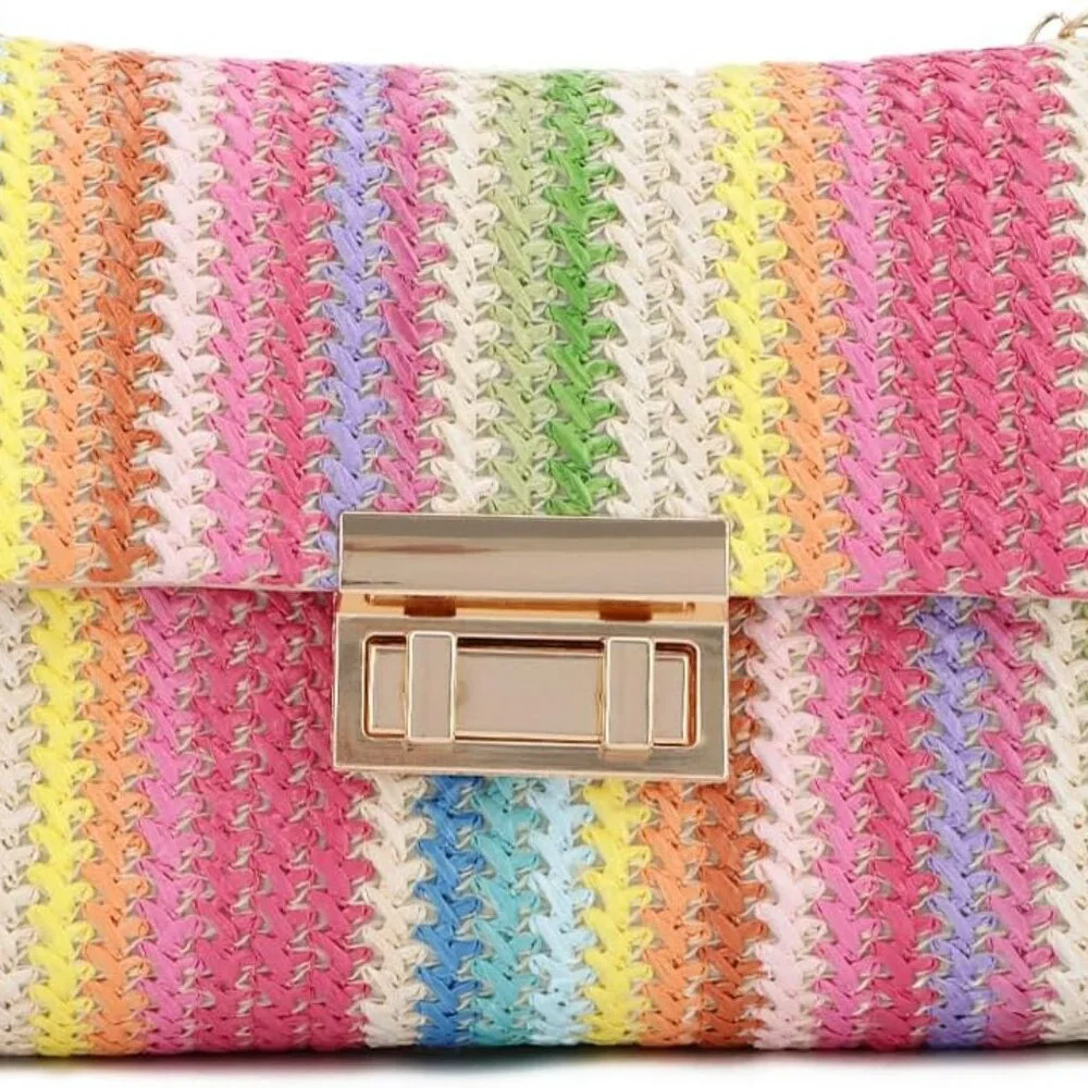 Small Woven Straw Shoulder Bag for Women Summer Beach Vacation Crossbody
